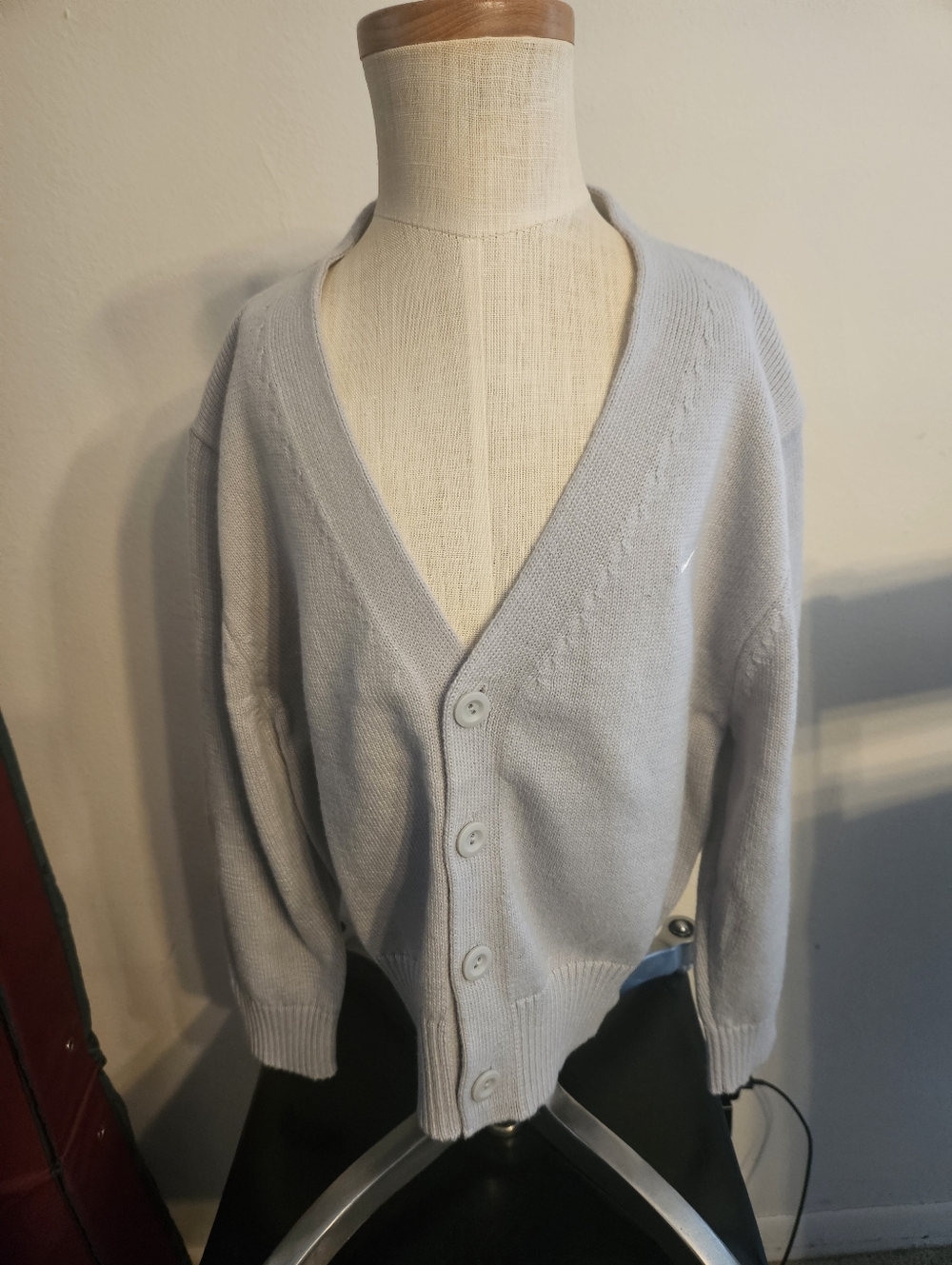 Nike Boys Light Gray V-Neck Button Front Cardigan